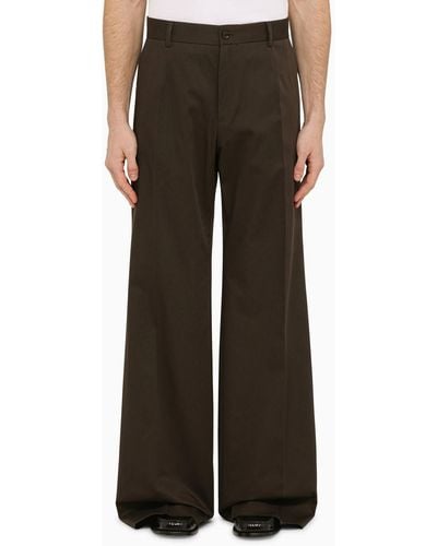 Dolce & Gabbana Flared Cotton Trousers - Brown