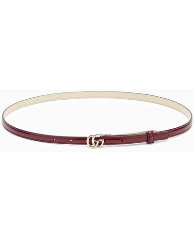 Gucci Rosso Ancora Patent Leather Belt With gg Buckle - White