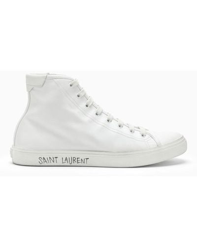 Saint Laurent Hoher Weißer Sneakers Malibu Aus Leder