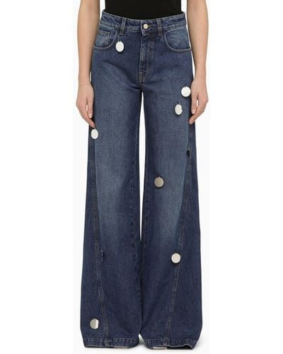 David Koma Jeans ampio in denim con specchietti - Blu