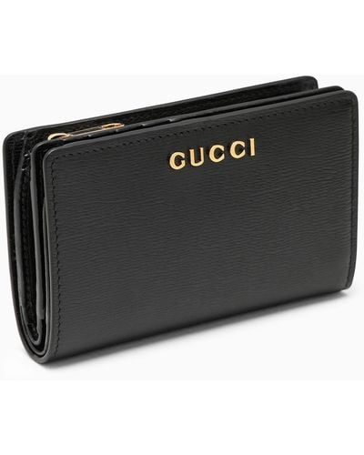 Gucci Leather Wallet With Zip And Logo - Black