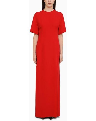 Valentino Silk Long Dress With Slit - Red
