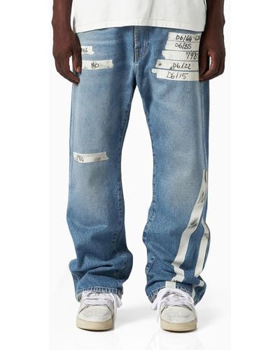 1989 STUDIO Straight Denim Jeans With Tape Details - Blue