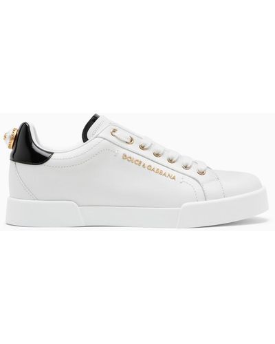 Dolce & Gabbana Sneakers Portofino Con Perla - Bianco