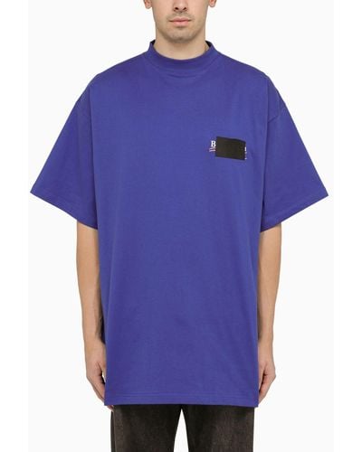 Balenciaga Indigo Cotton Oversize T Shirt - Purple