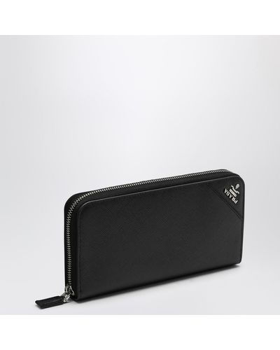 Prada Black Saffiano Zip-around Wallet