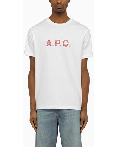 A.P.C. Logoed White/red Crewneck T Shirt