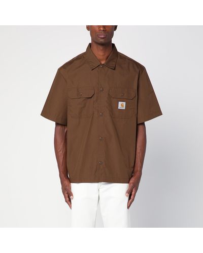 Carhartt S/s Craft Shirt Color Lumber Cotton Blend - Brown
