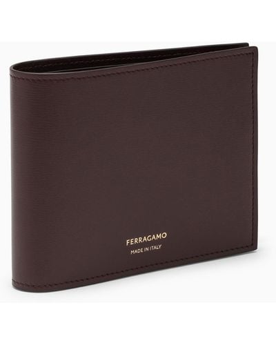 Ferragamo Bordeaux Leather Wallet With Logo - Brown