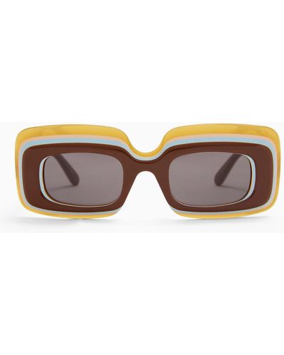 Loewe /multicoloured Rectangular Acetate Sunglasses - Brown