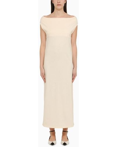 Loulou Studio Martial Midi Dress In Ivory Cotton - Natural