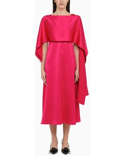 Weekend by Maxmara Fuxia Satin Midi Dress With Stole - Red