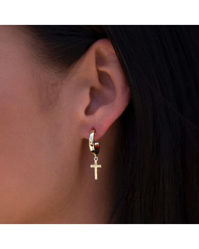 The GLD Shop Polished Cross Round Huggie Earrings - Multicolor