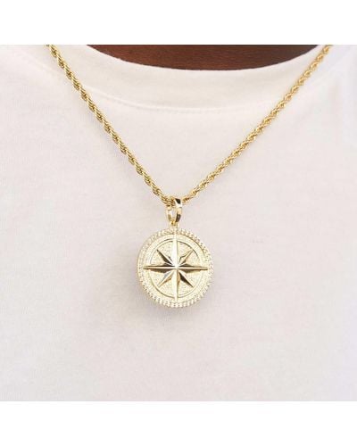 The GLD Shop Compass Coin Pendant - Yellow Gold - Natural