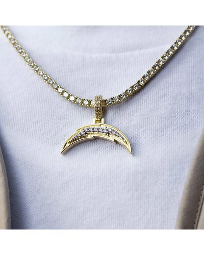 The GLD Shop Los Angeles Chargers Micro Logo Pendant - Yellow Gold - Metallic