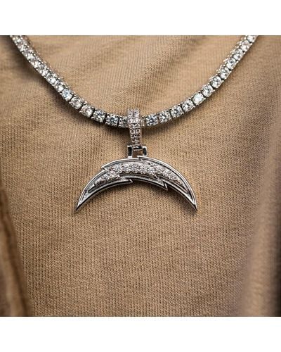 The GLD Shop Los Angeles Chargers Micro Logo Pendant - White Gold - Natural