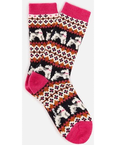 Barbour Terrier Fairisle Knit Socks - White