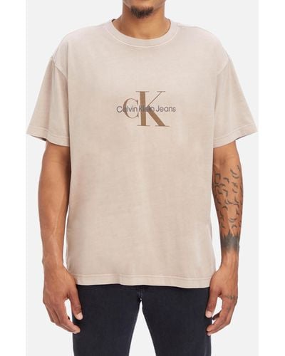 Calvin Klein Monologo Cotton-blend Mineral Dye T-shirt - Natural