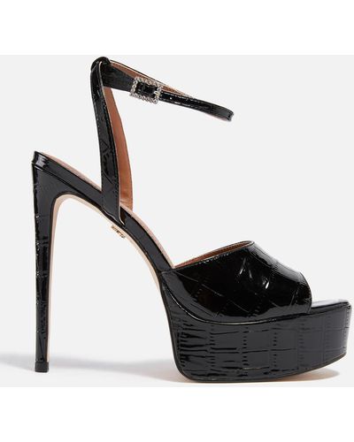 Kurt Geiger Pierra Patent Leather Platform Sandals - Black