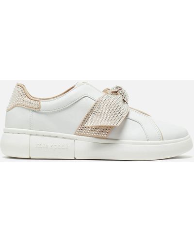 Kate Spade Lexi Pavé Embellished Bow Leather Sneakers - White