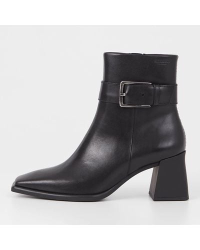 Vagabond Shoemakers Hedda Buckle Leather Heeled Boots - Black