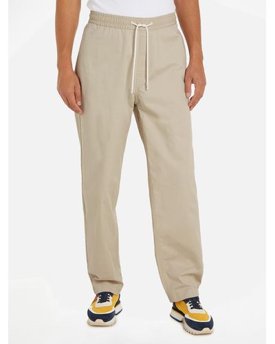 Tommy Hilfiger Aiden Organic Cotton-blend Tapered Pants - Natural