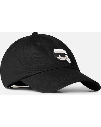 Karl Lagerfeld Ikonik 2.0 Logo Cotton Baseball Cap - Black
