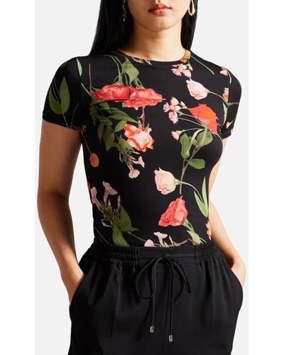 Ted Baker Treyya Floral Jersey T-shirt - Black