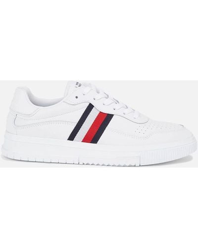 Tommy Hilfiger Supercup Stripes Leather Trainers - Weiß