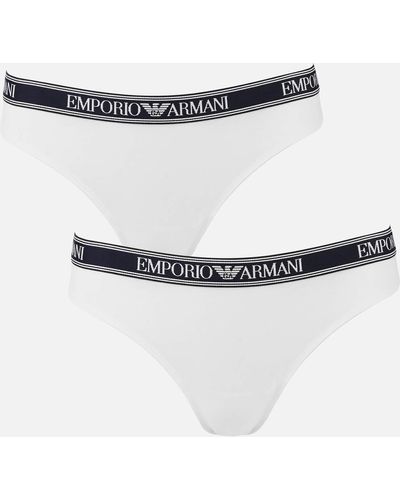 Emporio Armani Iconic Logoband Bi-pack Brazilian Briefs - White