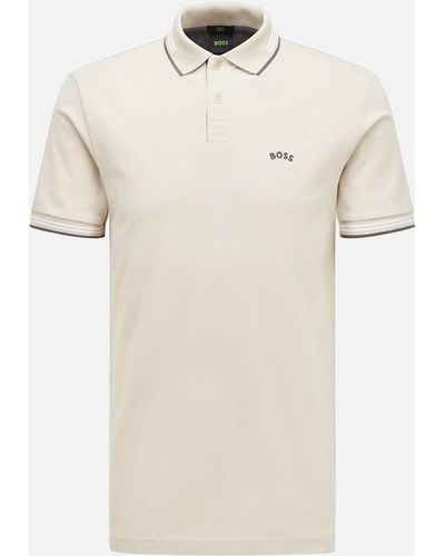 BOSS Paul Curved Polo Shirt - Natural