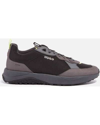 HUGO Kane Runn Mfny N Shell And Faux Suede Sneakers - Gray