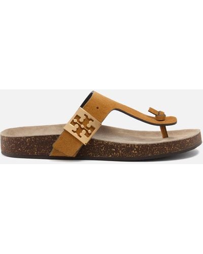 Tory Burch Mellow Leather Toe-post Sandals - Brown