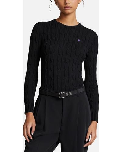 Polo Ralph Lauren Julianna Brand-embroidered Regular-fit Cotton-knit Sweater - Black