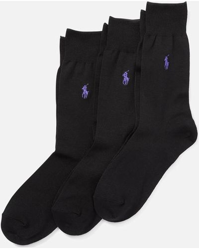 Polo Ralph Lauren Mercerized Cotton-blend Socks 3-pack - Black