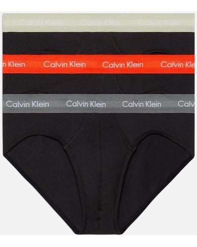 Calvin Klein 3-pack Stretch Cotton-blend Hip Briefs - Black