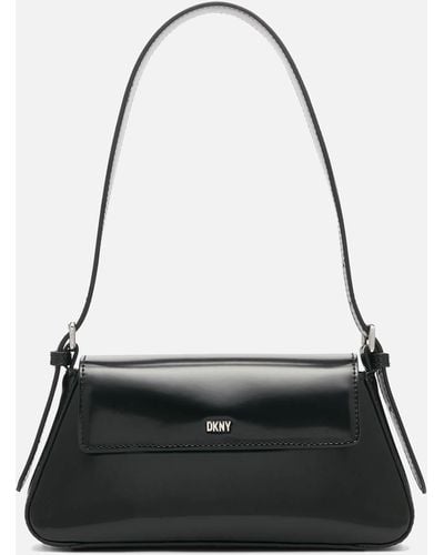DKNY Suri Faux Patent Leather Shoulder Bag - Black