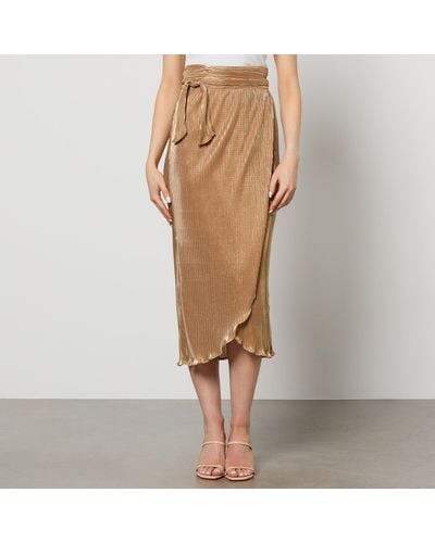 Never Fully Dressed Jaspre Plissé Midi Skirt - Natural