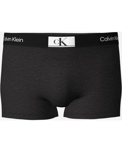 Calvin Klein Logo Cotton-Blend Trunks - Schwarz