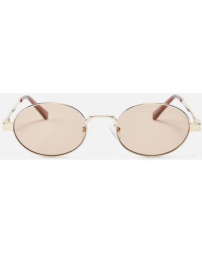 Le Specs Poseidon Deux Oval-frame Gold-tone Sunglasses - Natural