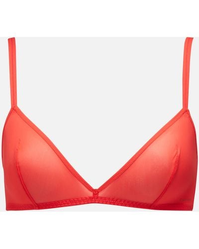 Calvin Klein Unlined Nylon-blend Triangle Bralette - Red