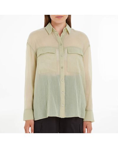 Calvin Klein Oversized Nylon-Chiffon Shirt - Grün