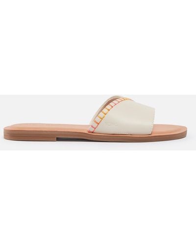 TOMS Shea Leather And Suede Flat Sandals - Natural