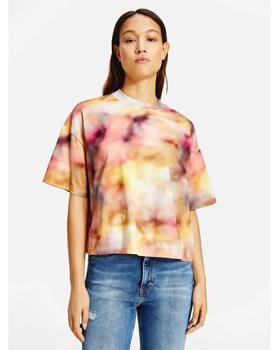 Calvin Klein Organic Cotton All Over Print T-shirt - Orange