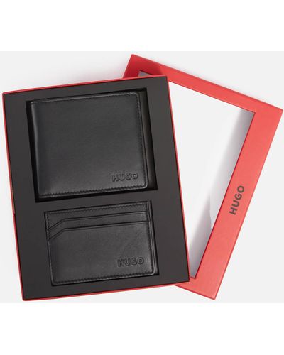 HUGO Gbhm Leather Wallet And Cardholder Set - Grey
