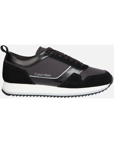 Calvin Klein Leather And Shell Running-style Sneakers - Black