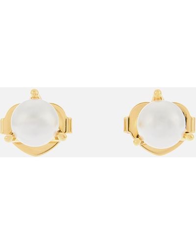 Kate Spade Brilliant Statements Gold Plated Faux Pearl Earrings - Metallic