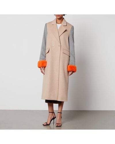 Never Fully Dressed Petra Colour-Block Fleece Coat - Orange