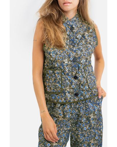 Lolly's Laundry Cairo Floral-print Quilted Cotton Vest - Blue