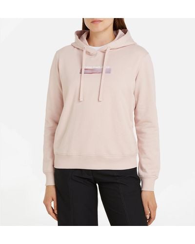 Calvin Klein Diffused Box-print Cotton-jersey Hoodie - Pink